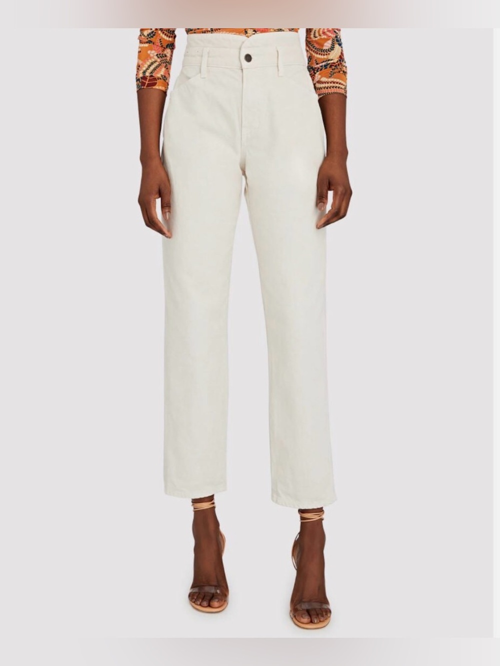Veronica Beard Ecru Blake Straight High Waist Denim
